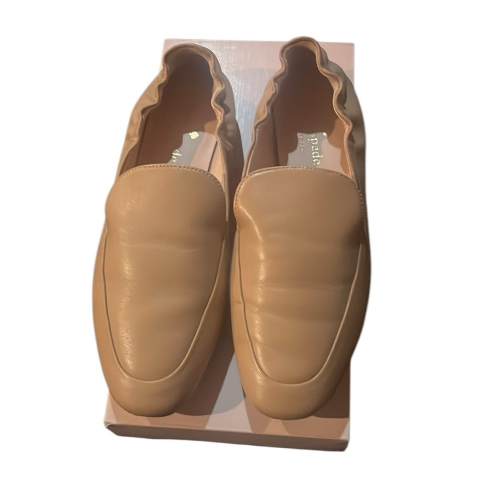 kate spade Nude Leather Ballet Loafers with Stud Heel - Picture 5 of 9